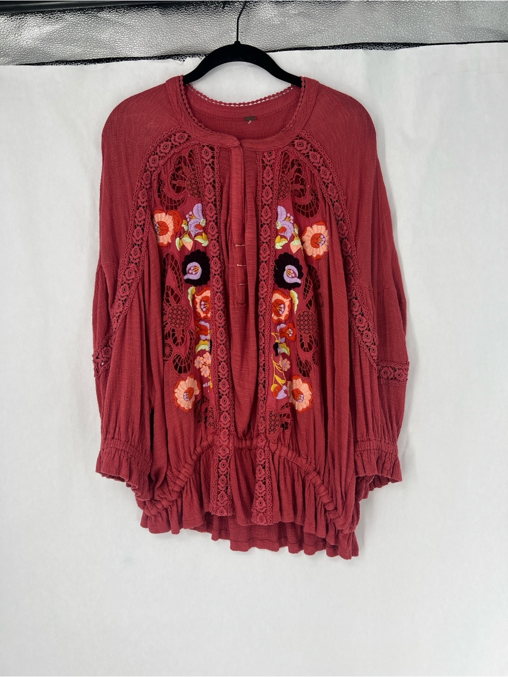 Free People Floral Embroidered Tunic in Rust - Picture 1 of 8